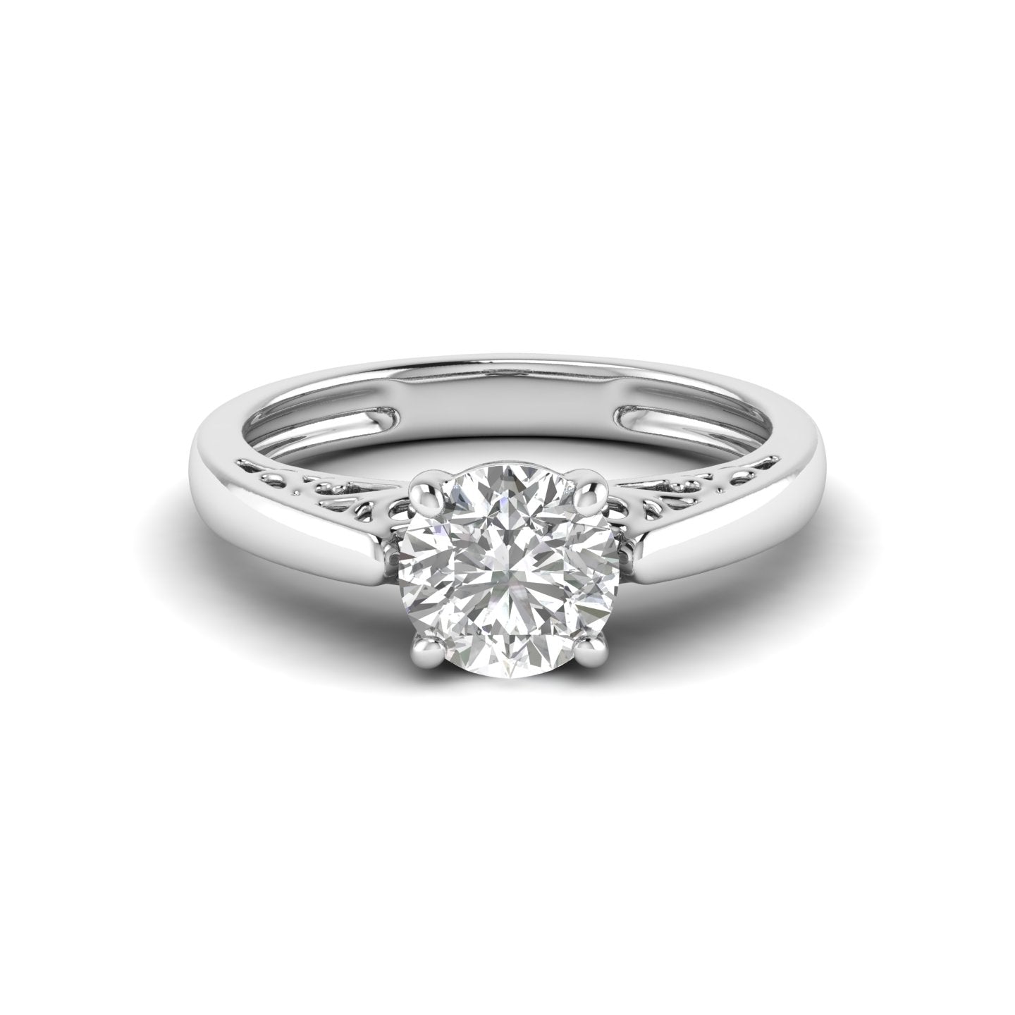 White Gold Studded 1 Carat Lab Grown Diamond Ring-F Color VVS2 Clarity.